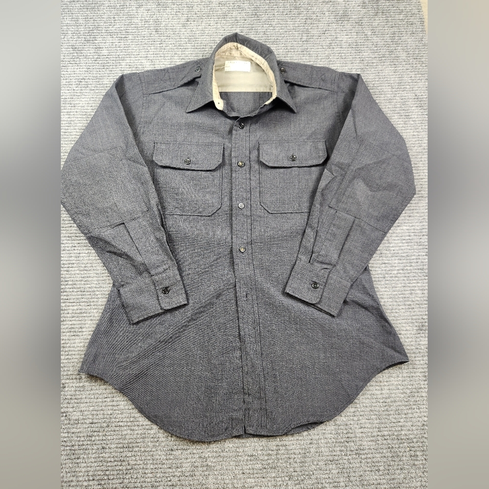 Cadet Store West Point Men's Long Sleeve Button Down Gray Shirt Sz L See Measure